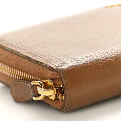 Prada Daino Bi-Color Metal Zip Around Wallet Caramel Papaya 8 of 11