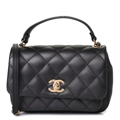 Chanel Calfskin Quilted Top Handle Flap Black 1 of 4