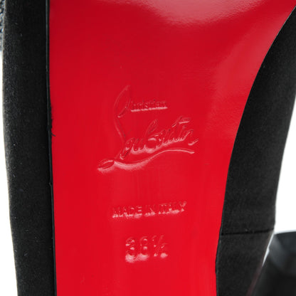 Christian Louboutin Satin Platform Slingback Peep Toe Pumps 38.5 Black 6 of 7