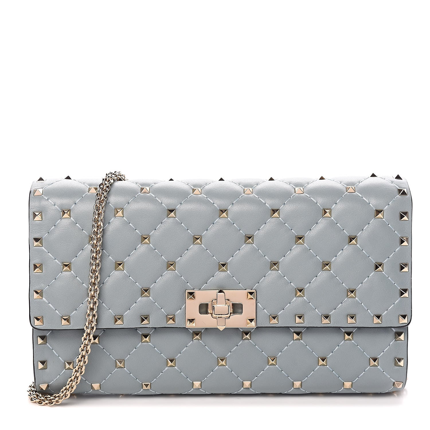 Valentino Garavani Nappa Rockstud Spike Wallet on Chain Nube 1 of 11