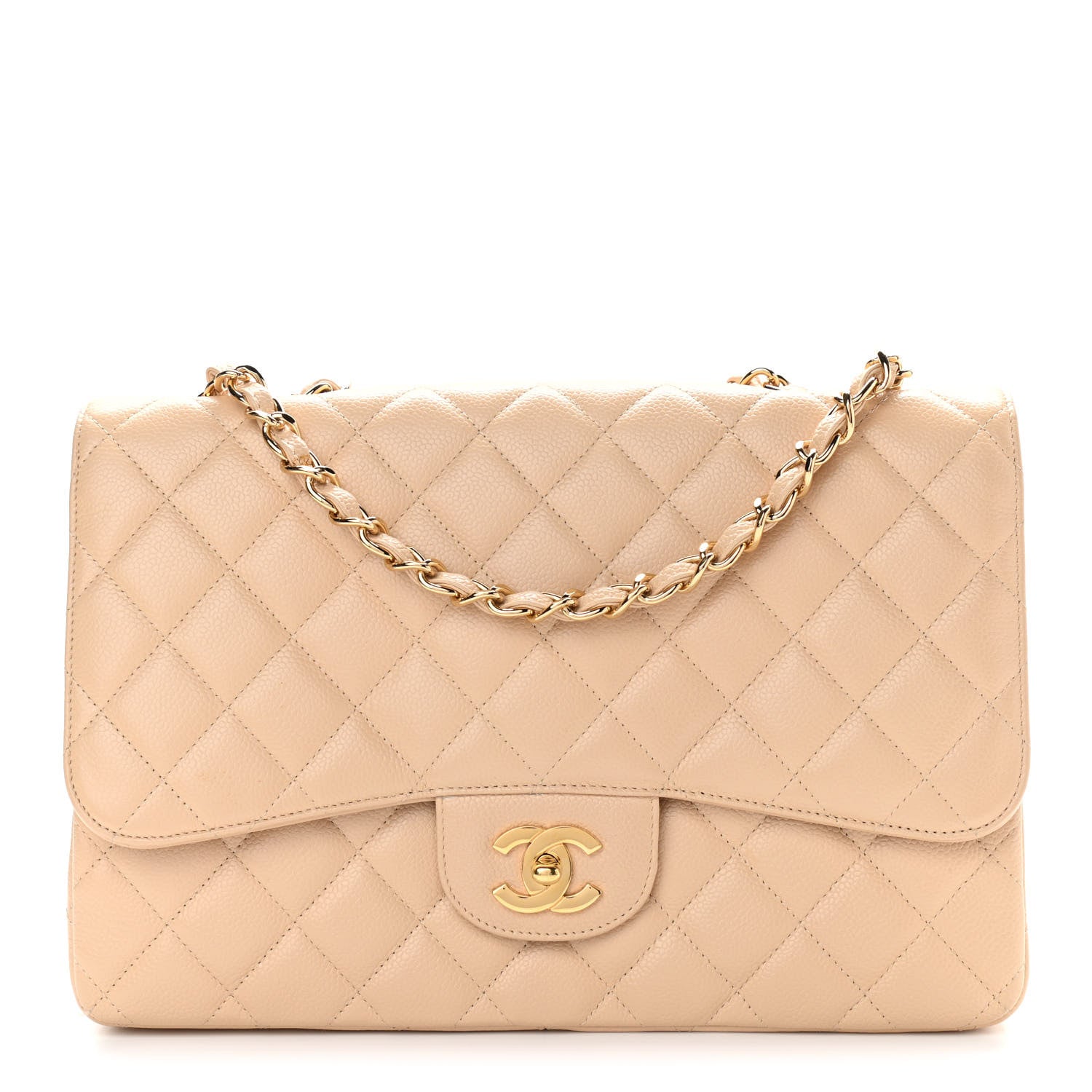 Chanel Caviar Quilted Jumbo Single Flap Beige 1 of 13