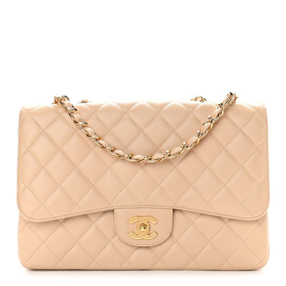 Chanel Caviar Quilted Jumbo Single Flap Beige 1 of 13
