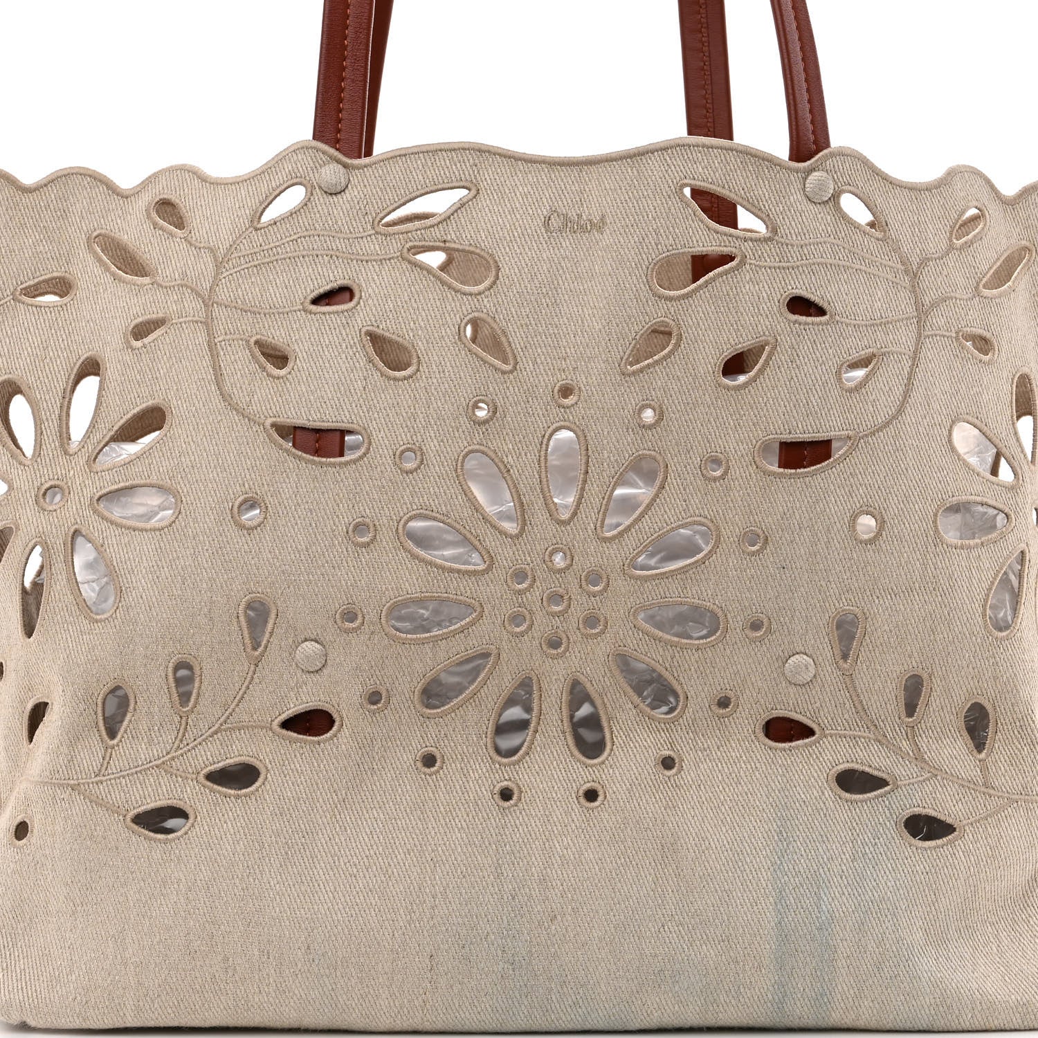 Chloe Linen Calfskin Large Kamilla North-South Tote Beige 8 of 12