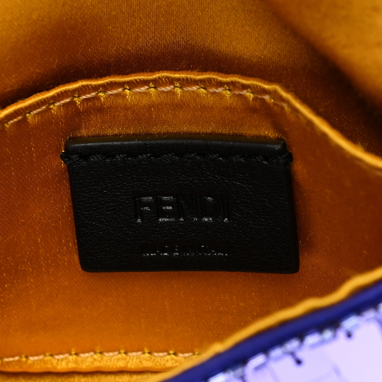 Fendi Sequin Paillettes Shiny Nappa Sex and the City Nano Maxi Buckle Baguette Charm Viola Purple 6 of 8