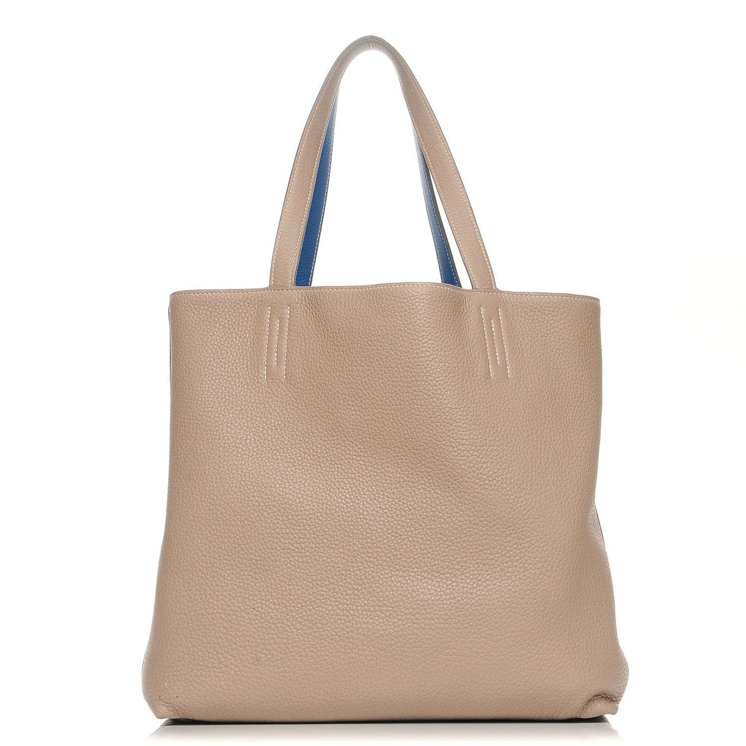 Hermes Taurillon Clemence Double Sens 45 Reversible Tote Mykonos Gris Tourterelle 3 of 11