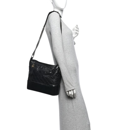 Chanel Aged Calfskin Quilted Large Gabrielle Hobo Black 2 of 12