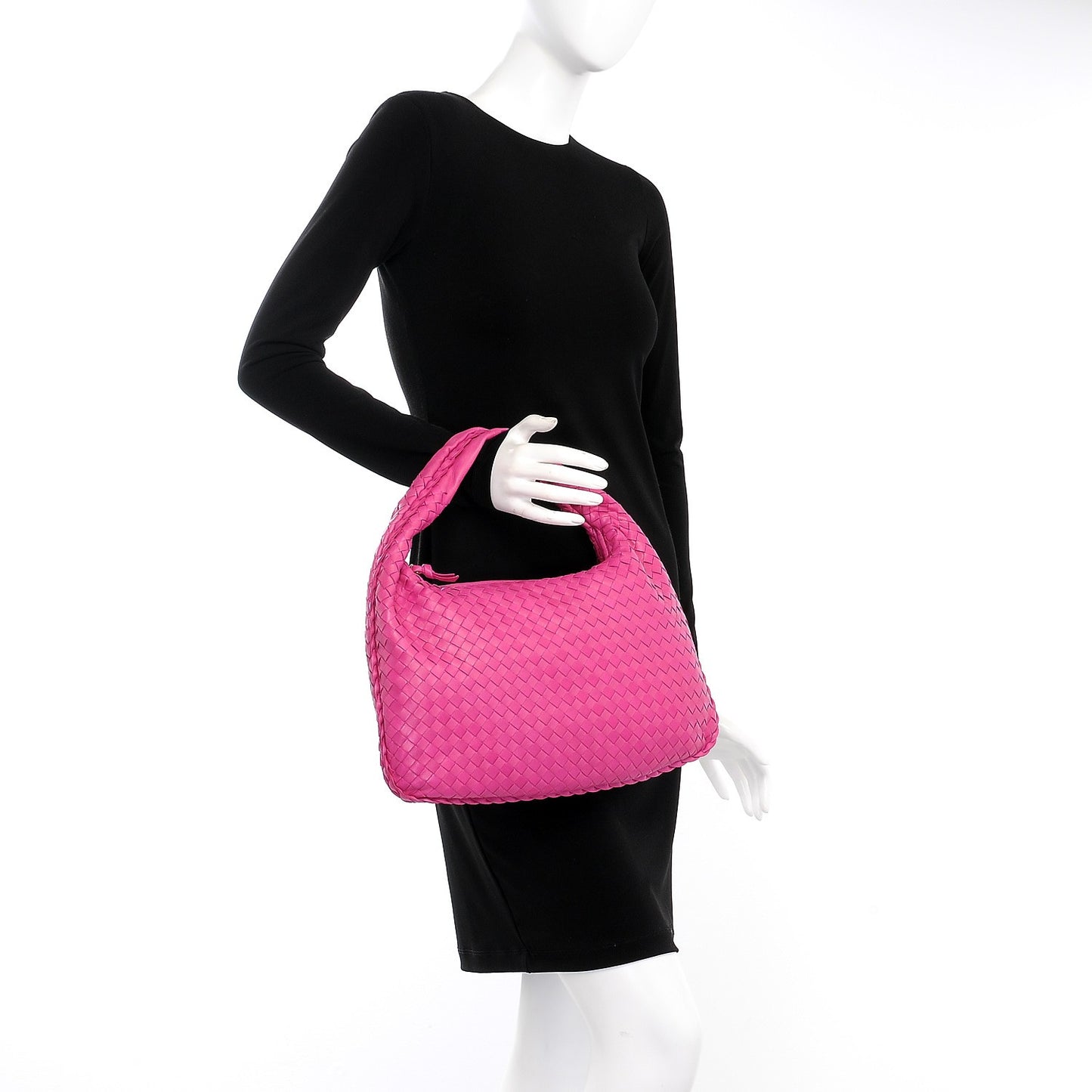 Nappa Intrecciato Medium Veneta Hobo Fuchsia