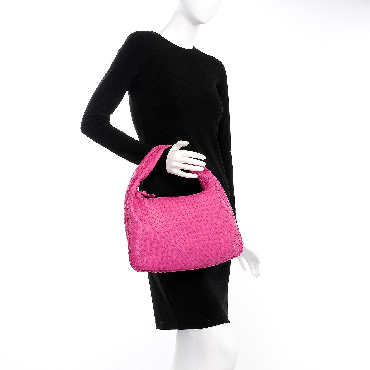 Bottega Veneta Nappa Intrecciato Medium Veneta Hobo Fuchsia 2 of 7