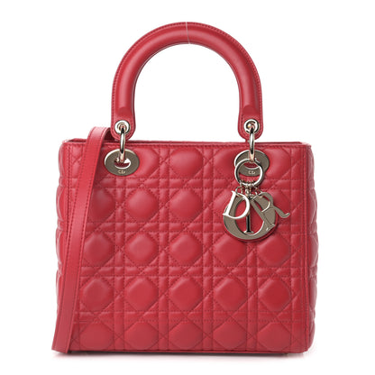 Christian Dior Lambskin Cannage Medium Lady Dior Red 1 of 10
