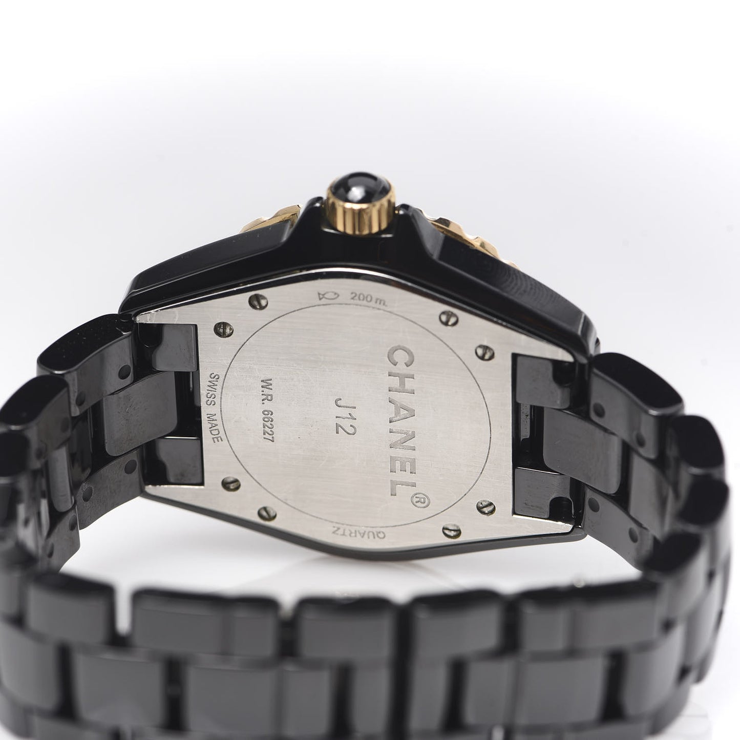 Stainless Steel 18K Yellow Gold Ceramic Diamond 38mm J12 Quartz Watch Black