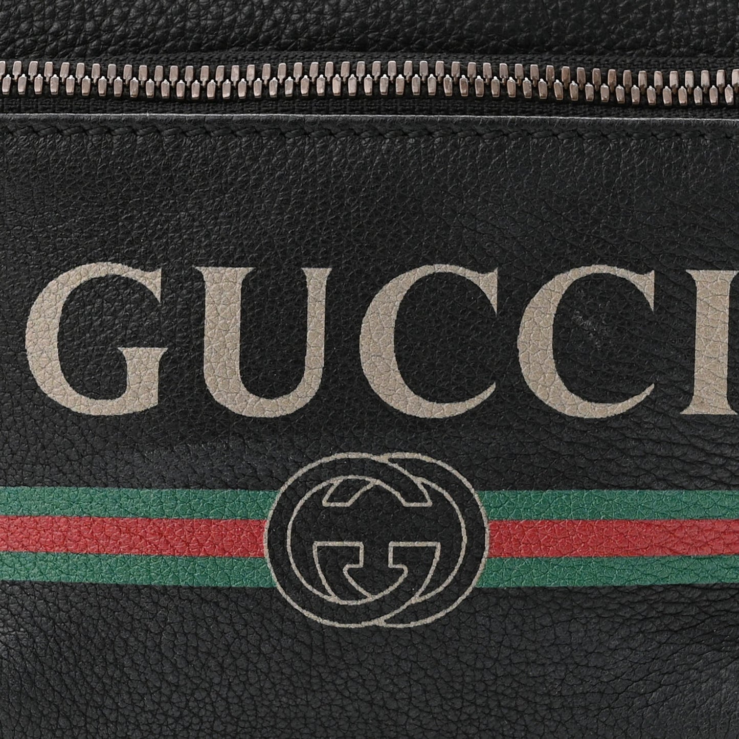 Grained Calfskin Small Logo Belt Bag Black