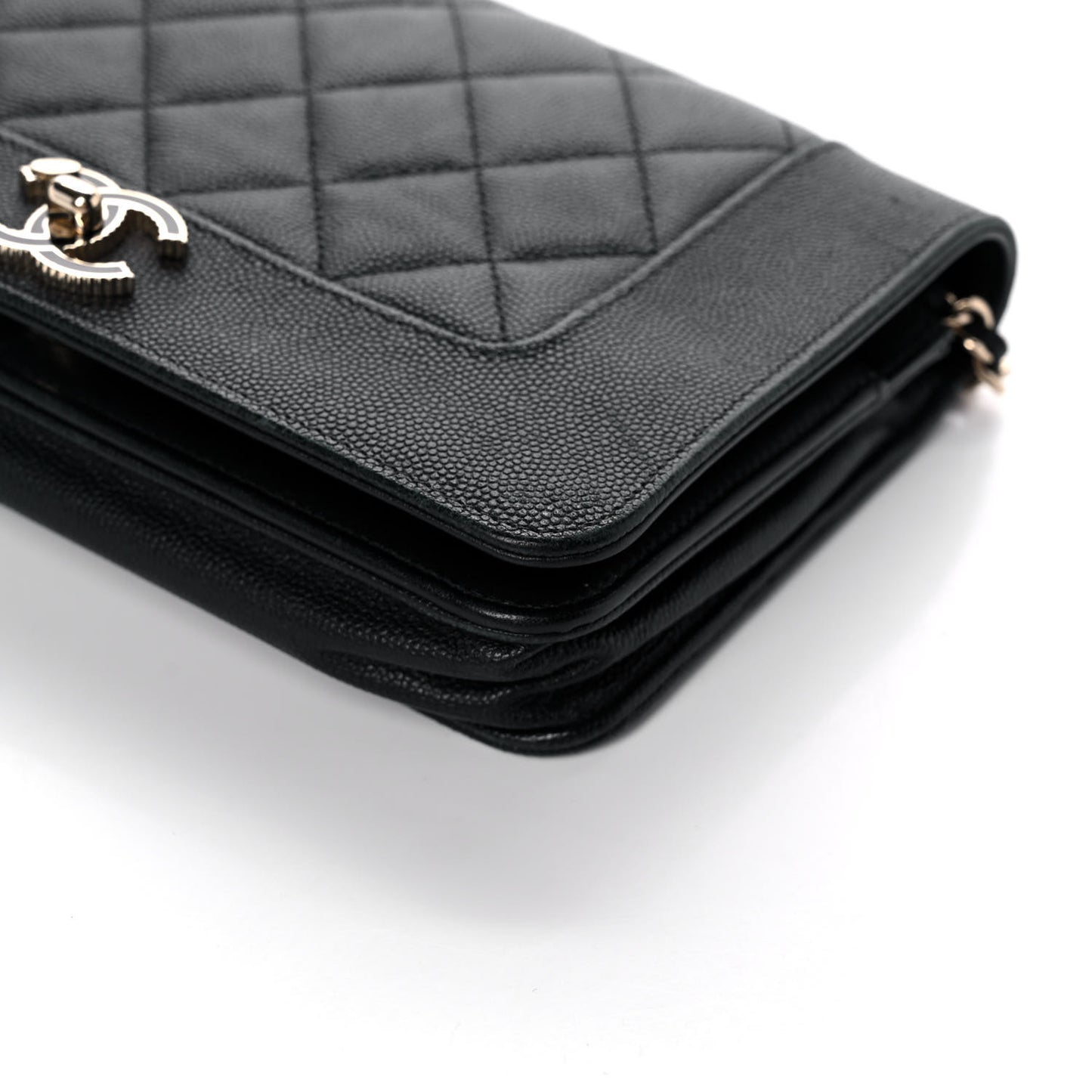 Caviar Quilted Vintage Mademoiselle Wallet On Chain WOC Black