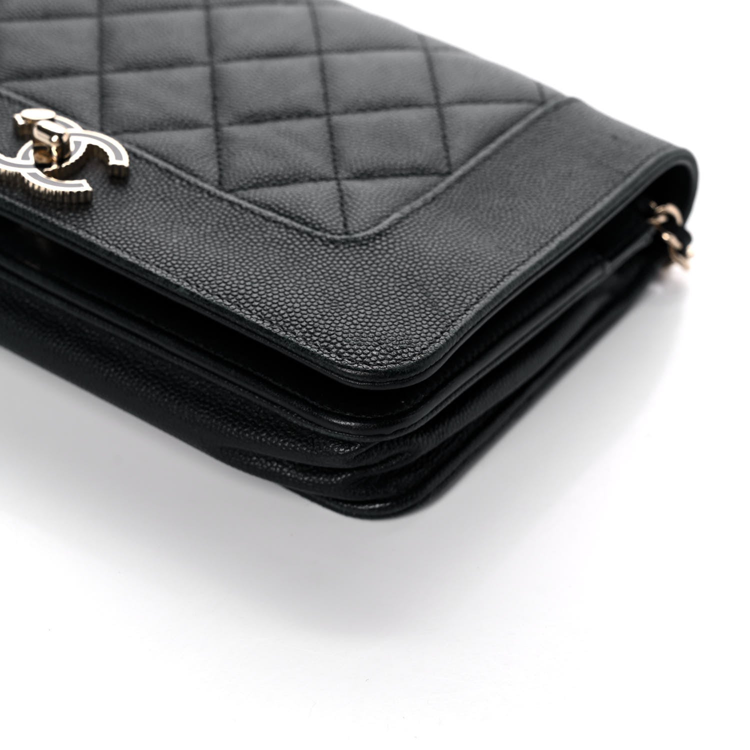 Chanel Caviar Quilted Vintage Mademoiselle Wallet On Chain WOC Black 9 of 12