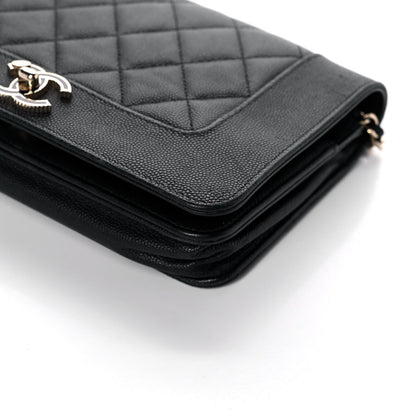 Chanel Caviar Quilted Vintage Mademoiselle Wallet On Chain WOC Black 9 of 12