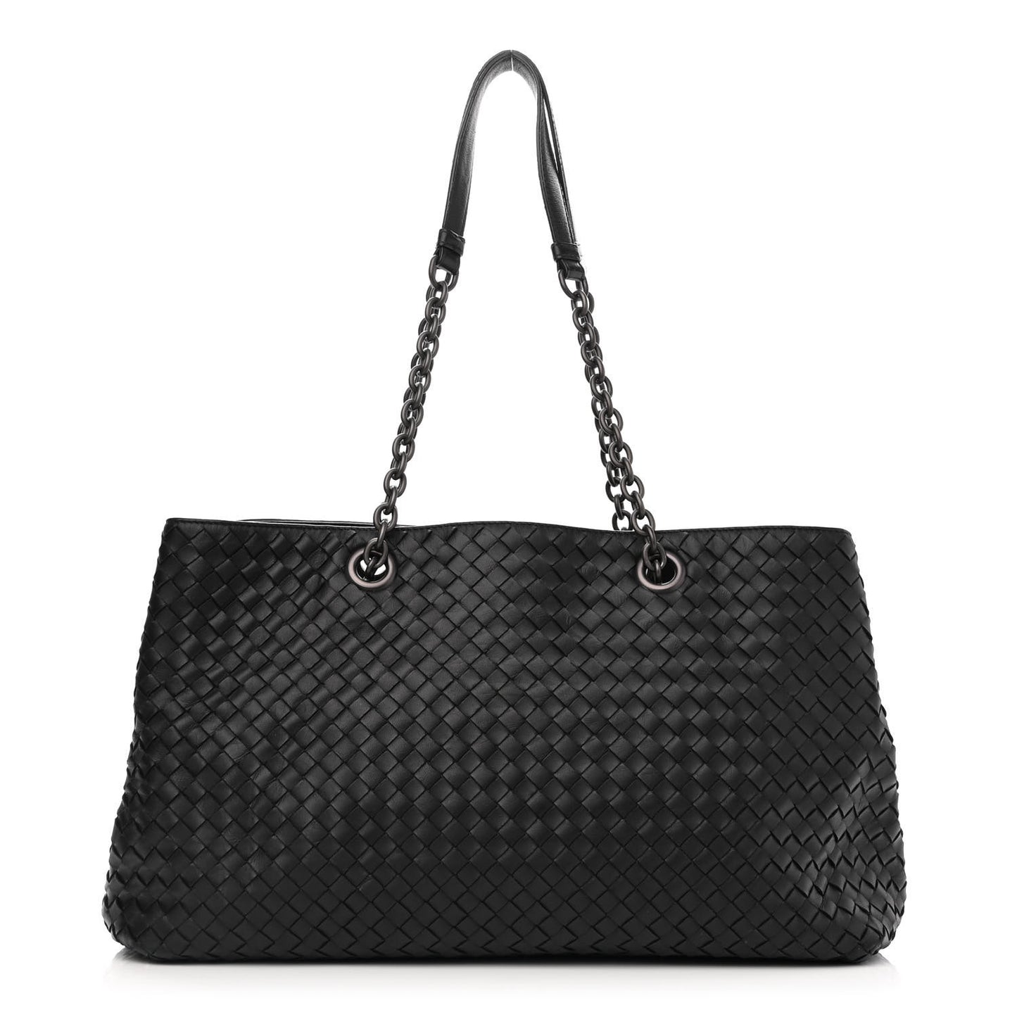 Nappa Intrecciato Large Classic Chain Strap Tote Black