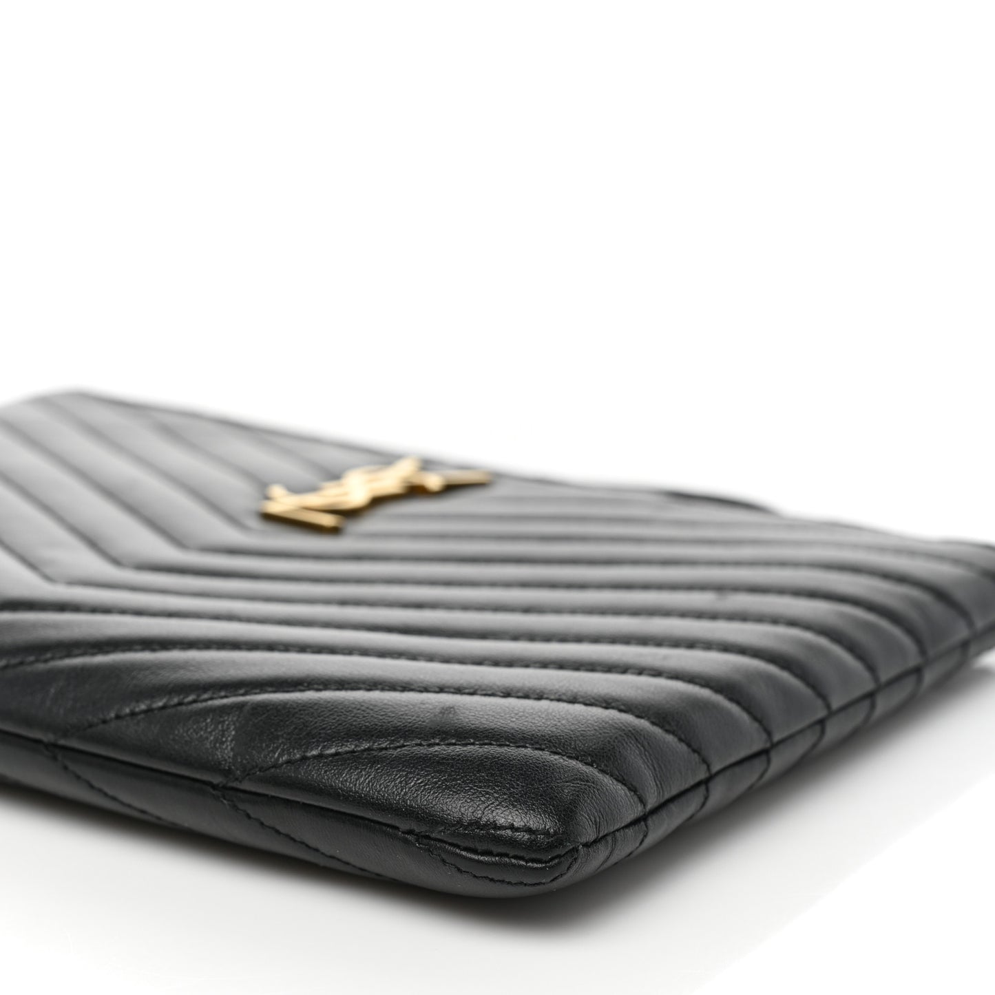 Calfskin Matelasse Chevron Monogram Tablet Pouch Black