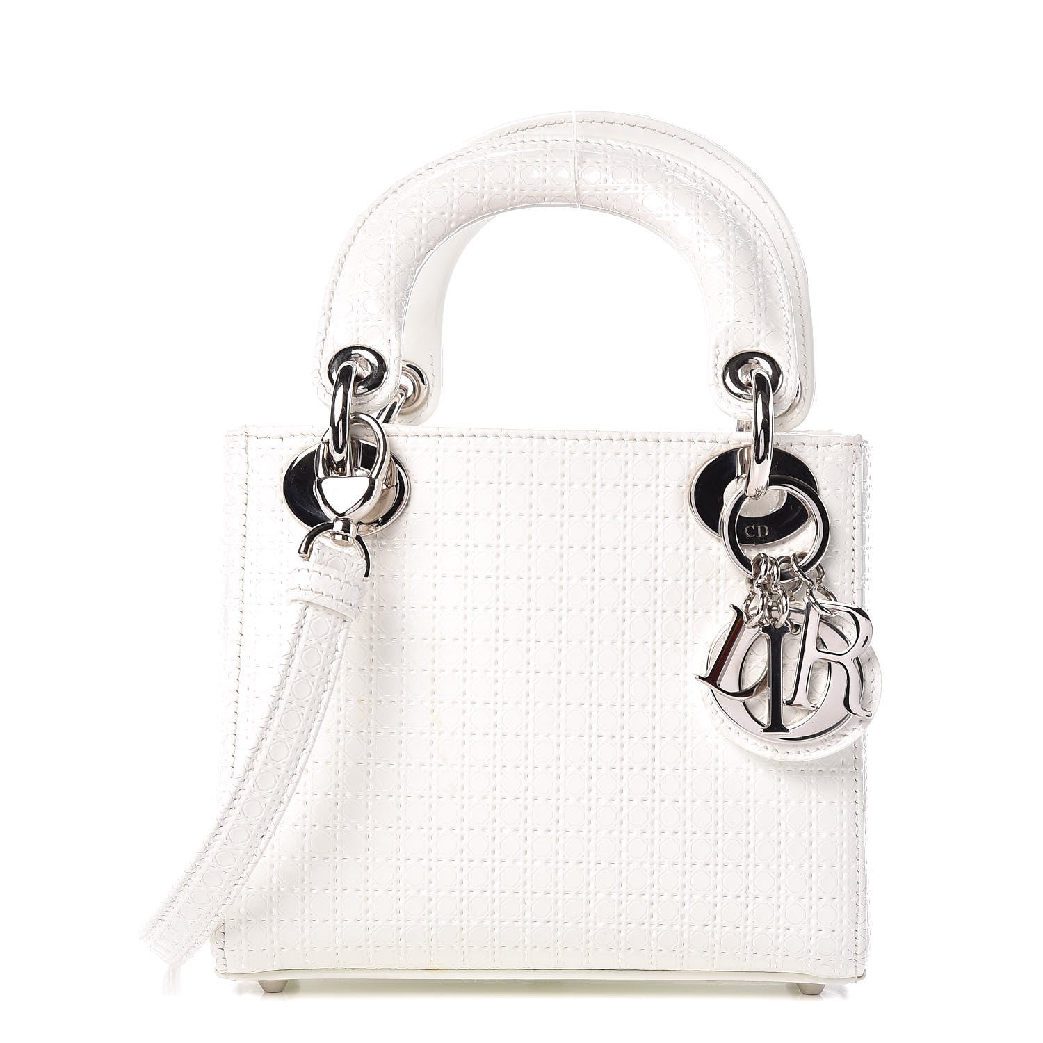 Christian Dior Patent Micro-Cannage Mini Lady Dior White 1 of 12