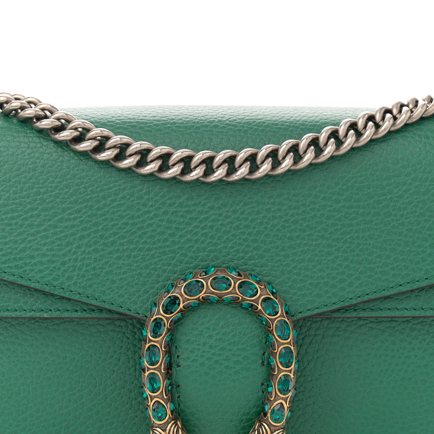 Gucci Pebbled Calfskin Small Dionysus Shoulder Bag Emerald 9 of 14