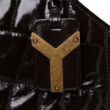 Saint Laurent Patent Crocodile Embossed Tribute Tote Brown 23 of 23