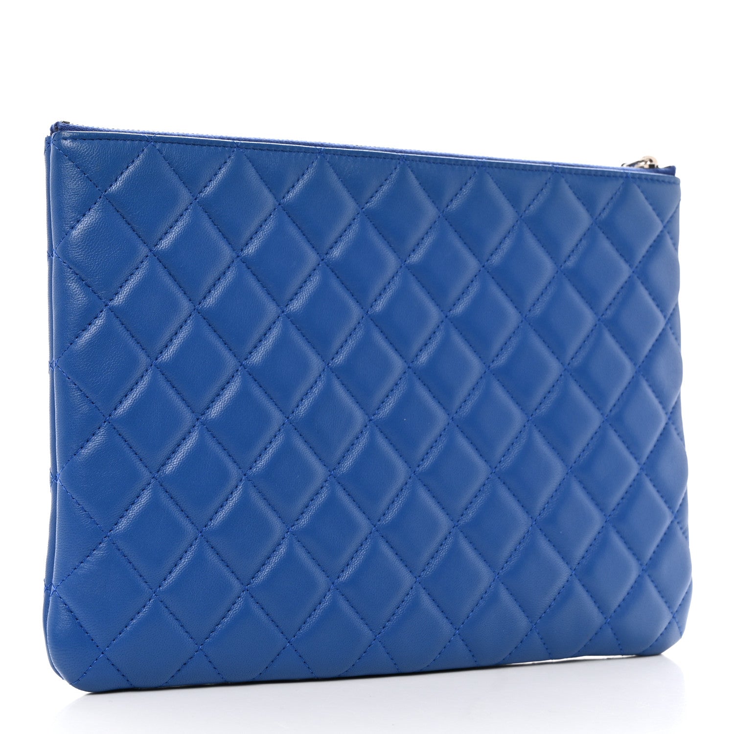 Chanel Lambskin Quilted Medium Cosmetic Case Blue 3 of 8
