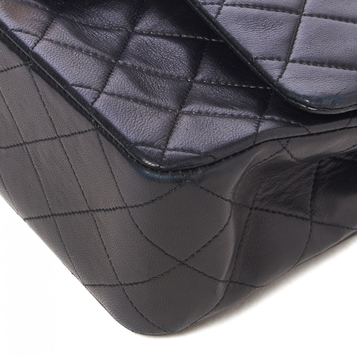 Lambskin Quilted Medium Double Flap Black