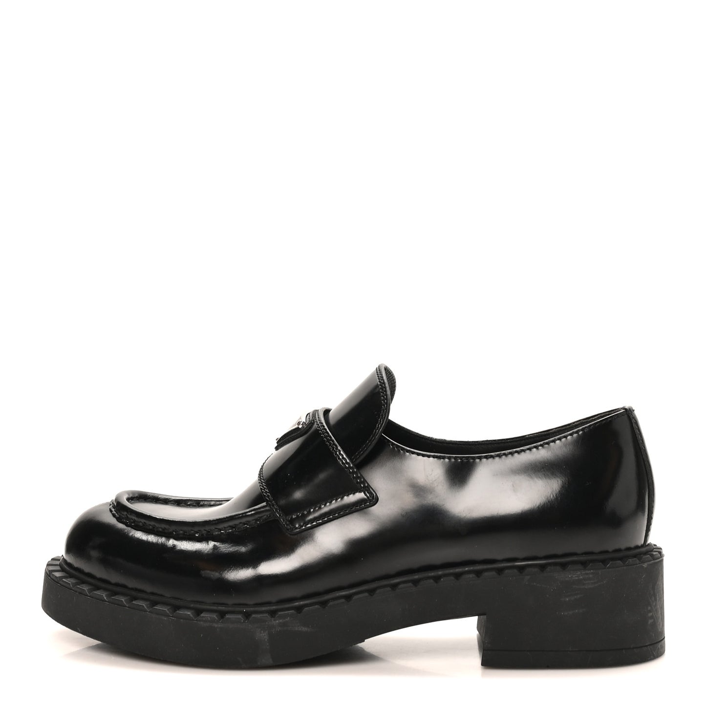 Spazzolato Metal Triangle Logo 50mm Loafers 40 Black