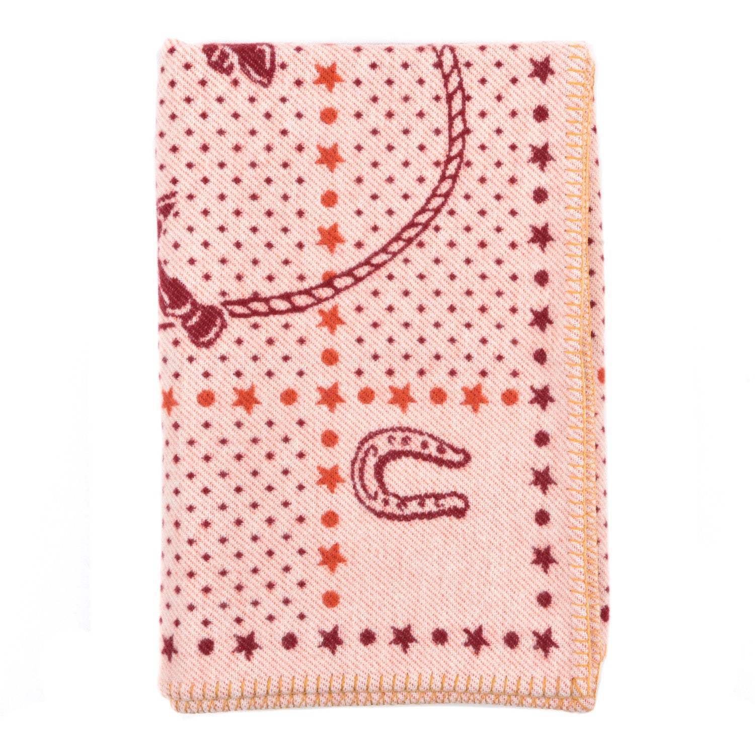 Hermes Wool Cashmere Western And Company Blanket Rouge H 1 of 4