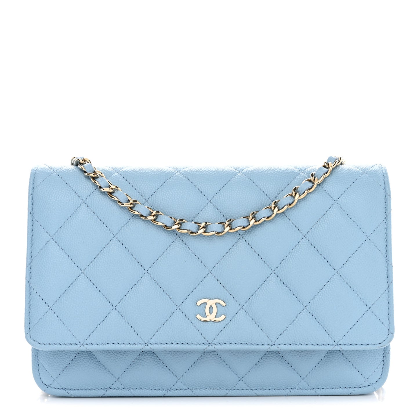 Caviar Quilted Wallet On Chain WOC Blue