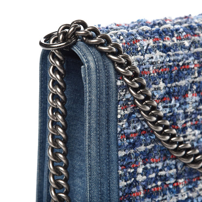 Chanel Tweed Denim New Medium Boy Flap Blue 12 of 13