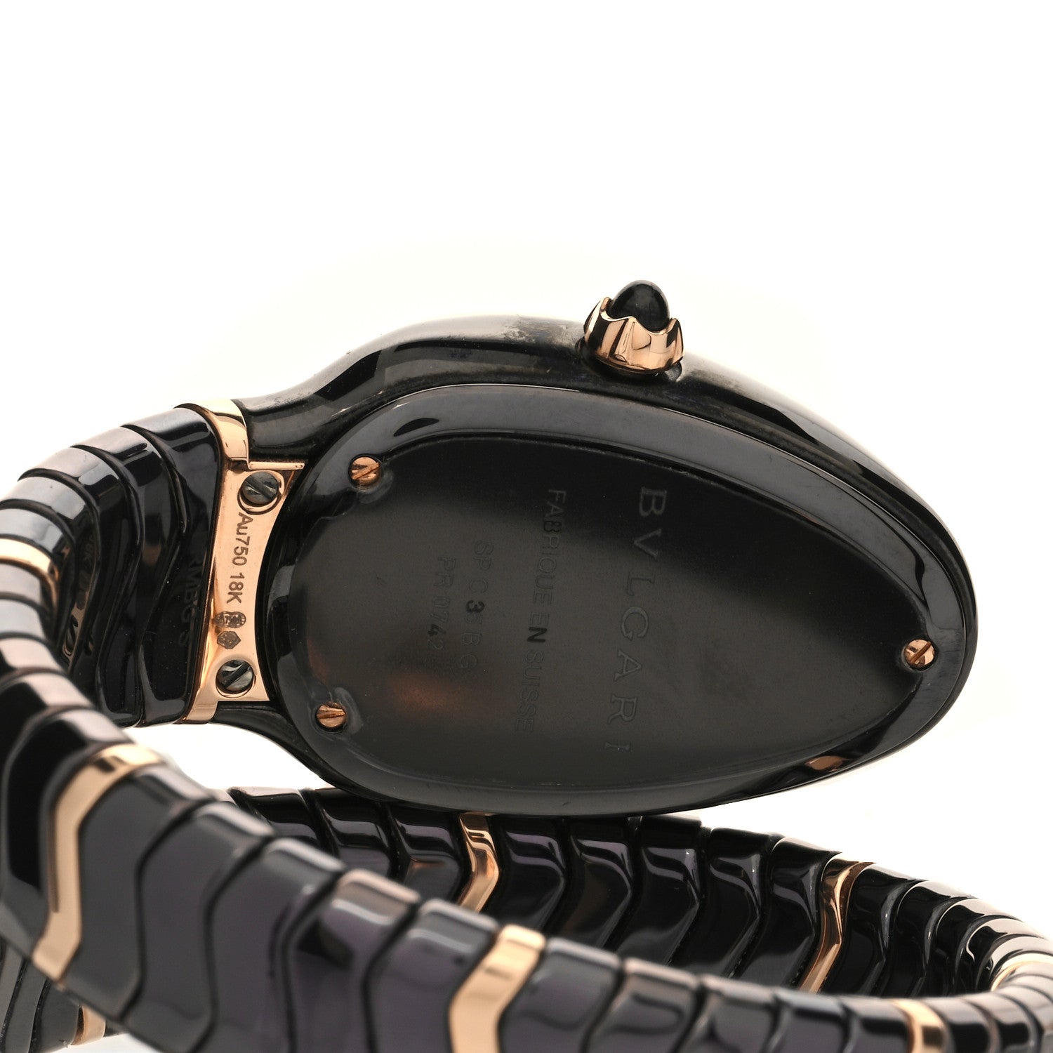 Bulgari 18K Rose Gold Ceramic Diamond Bezel 35mm Serpenti Tubogas Quartz Watch Black 4 of 5
