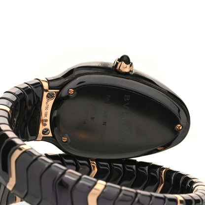 Bulgari 18K Rose Gold Ceramic Diamond Bezel 35mm Serpenti Tubogas Quartz Watch Black 4 of 5