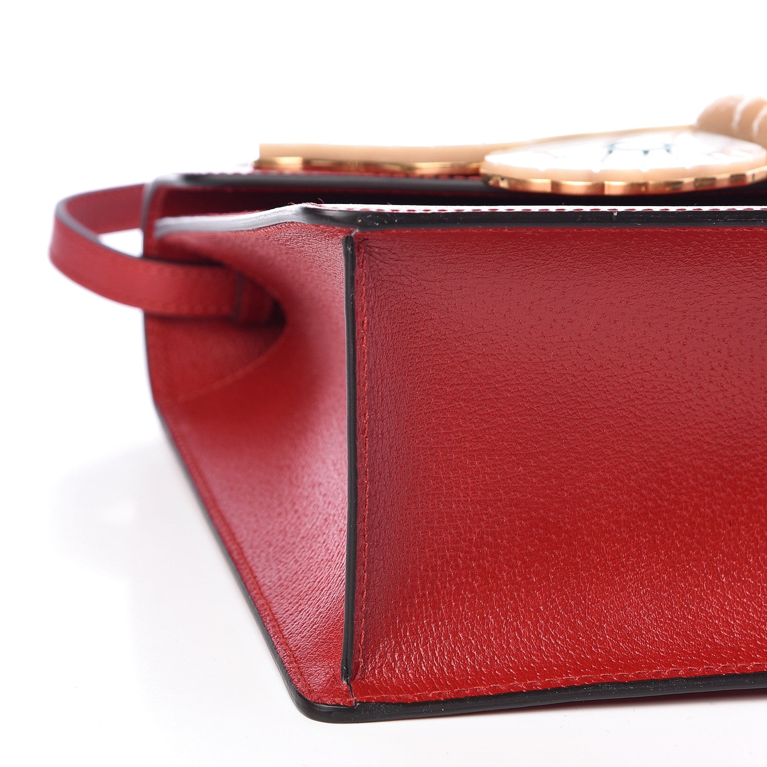 Gucci Calfskin Bamboo Web Medium Falena Moth Top Handle Bag Hibiscus Red 8 of 10