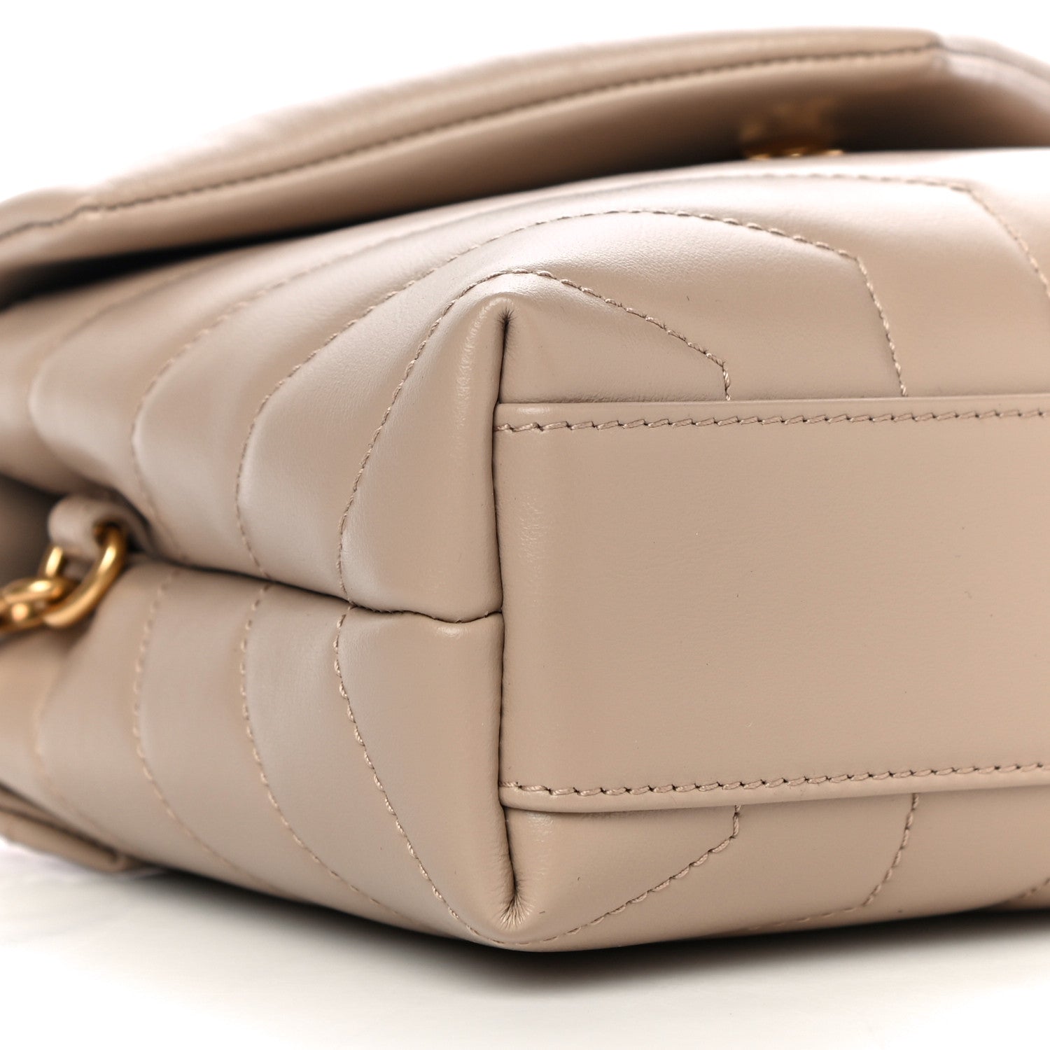 Saint Laurent Calfskin Y Quilted Monogram Toy Loulou Crossbody Bag Latte 8 of 10
