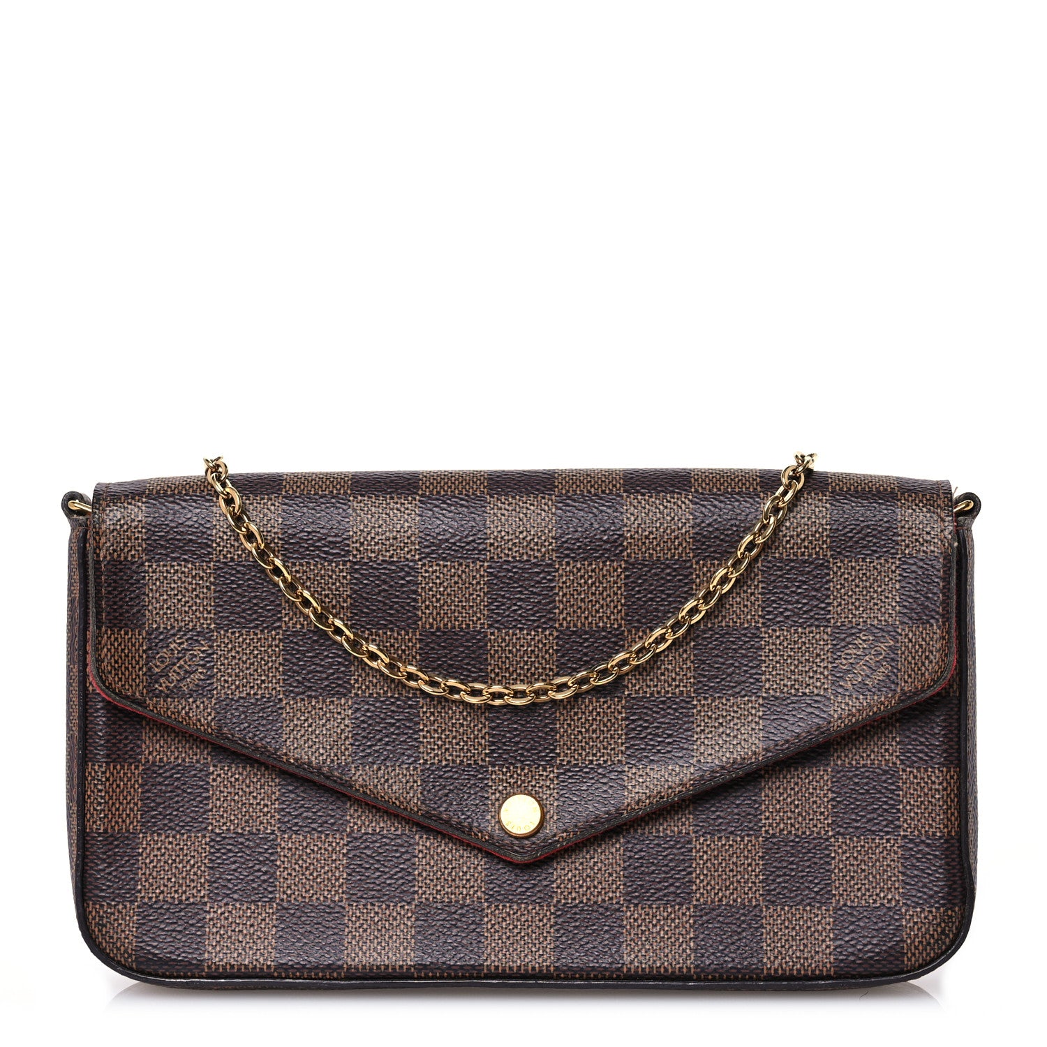 Louis Vuitton Damier Ebene Pochette Felicie Chain Wallet 1 of 14