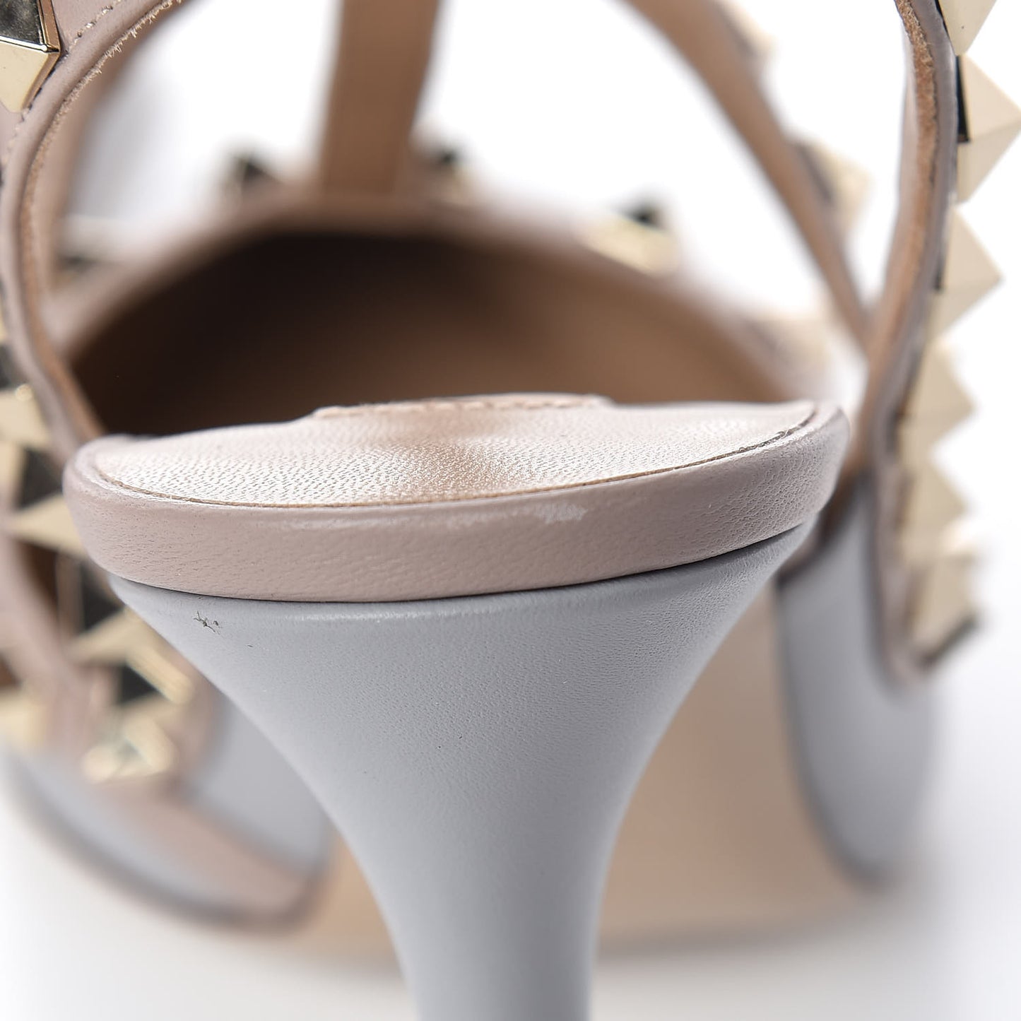 Calfskin Nappa Rockstud Ankle Strap 100mm Pumps 36 Pastel Grey Poudre