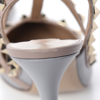 Valentino Garavani Calfskin Nappa Rockstud Ankle Strap 100mm Pumps 36 Pastel Grey Poudre 9 of 10