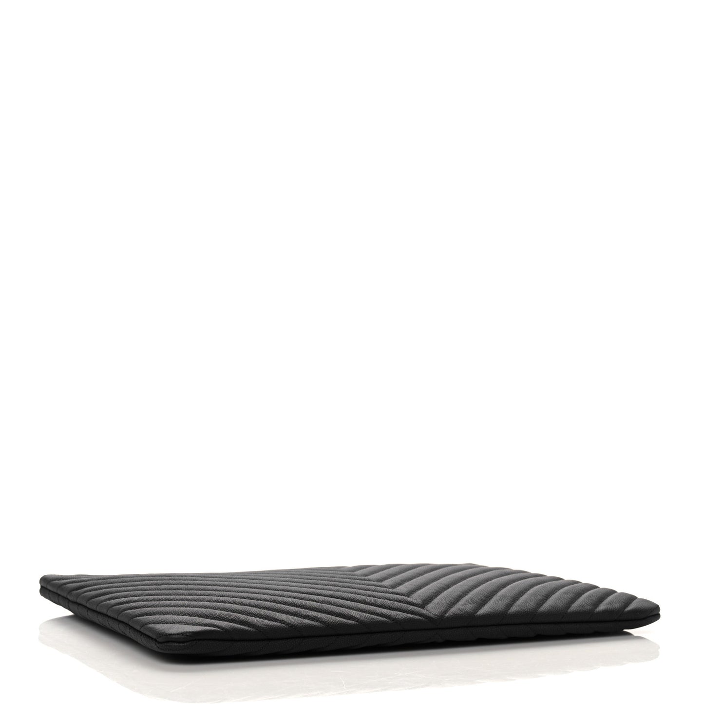 Caviar Flat Chevron Quilted Large Cosmetic Case Black
