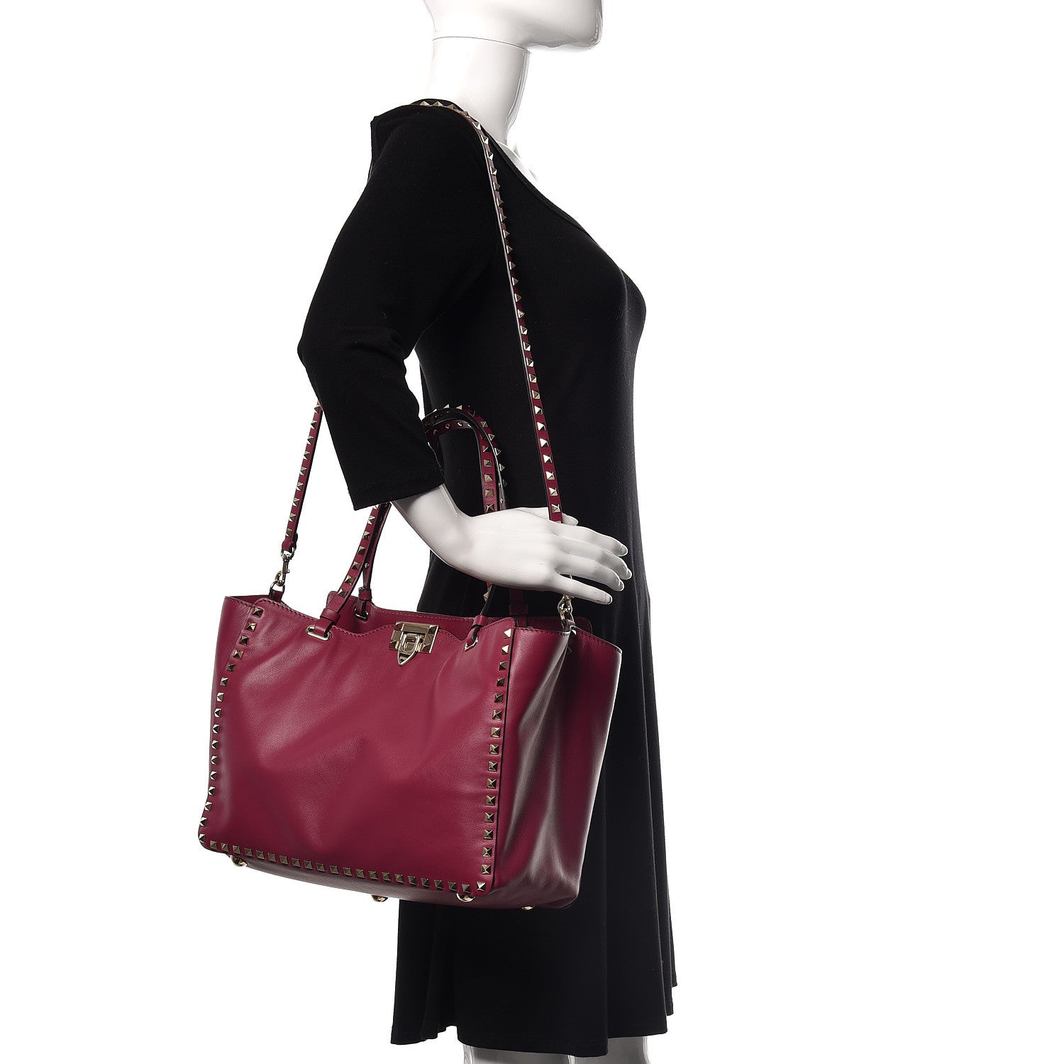 Valentino Garavani Vitello Medium Rockstud Tote Camelia 2 of 10