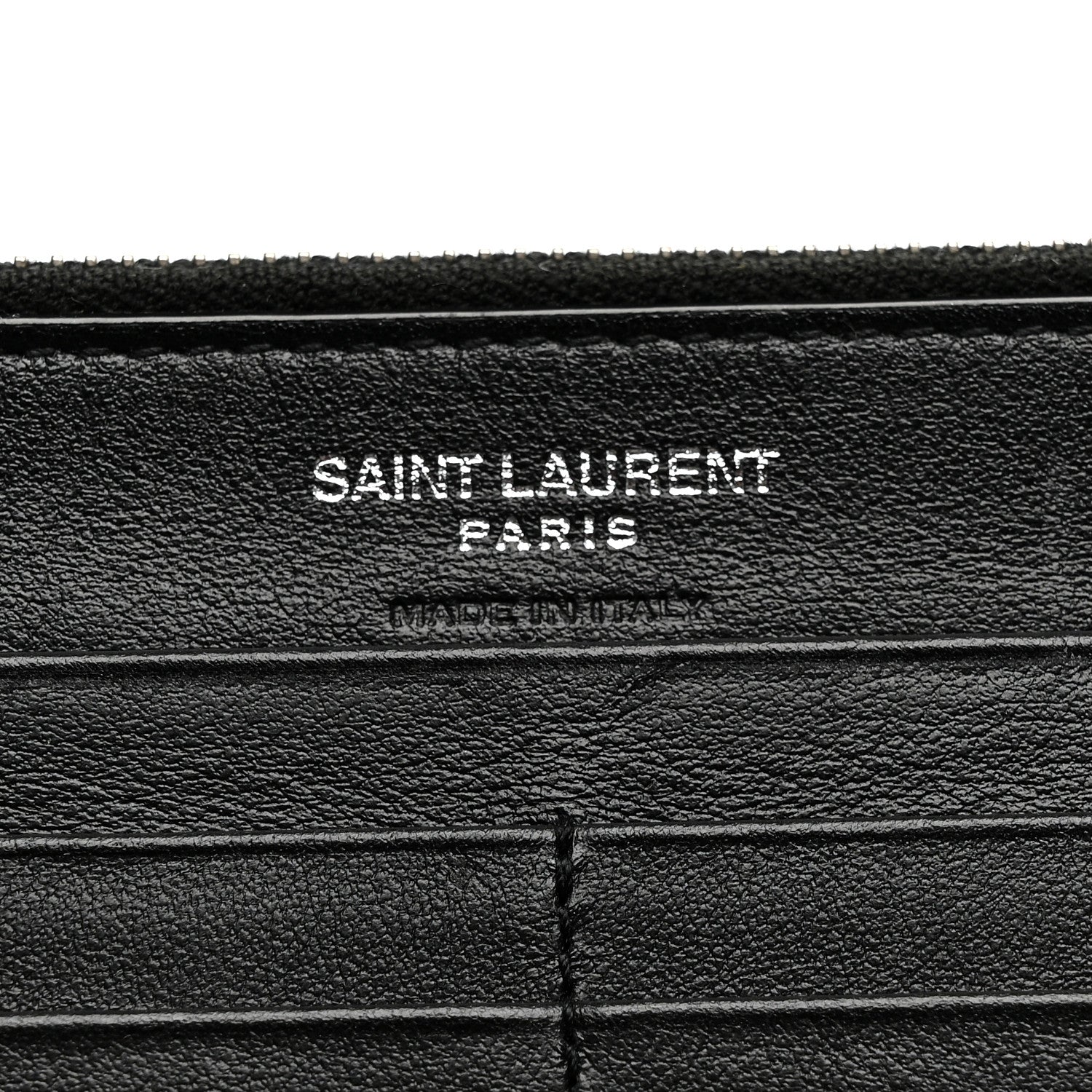 Saint Laurent Calfskin Crocodile Embossed Monogram Uptown Wallet Black 8 of 10
