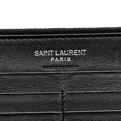 Saint Laurent Calfskin Crocodile Embossed Monogram Uptown Wallet Black 8 of 10