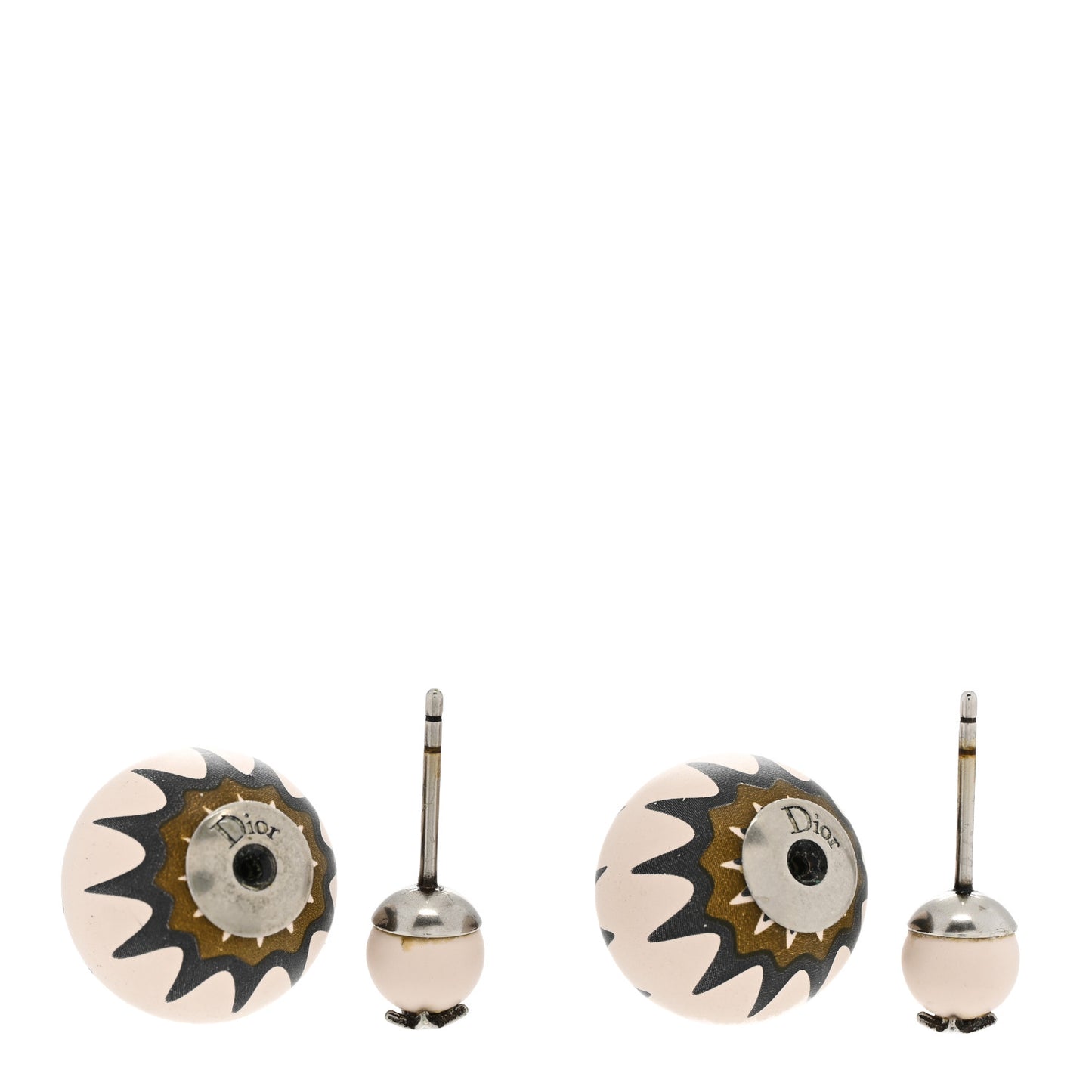Printed Mise En Dior Tribal Earrings Matte Light Beige Multicolor
