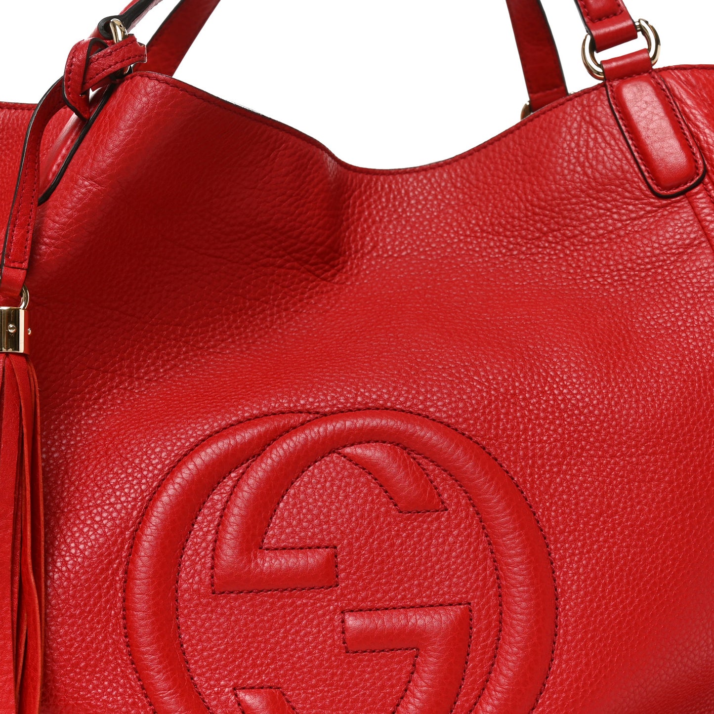 Pebbled Calfskin Large Soho Shoulder Bag Red