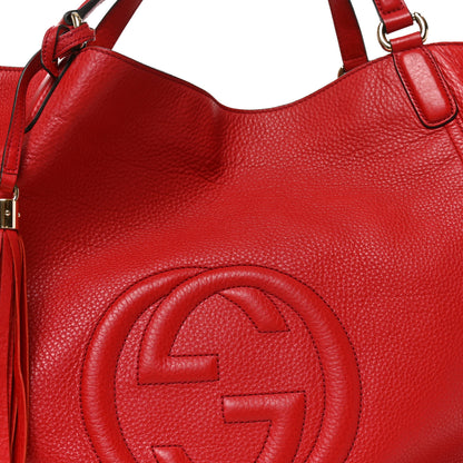 Gucci Pebbled Calfskin Large Soho Shoulder Bag Red 8 of 10