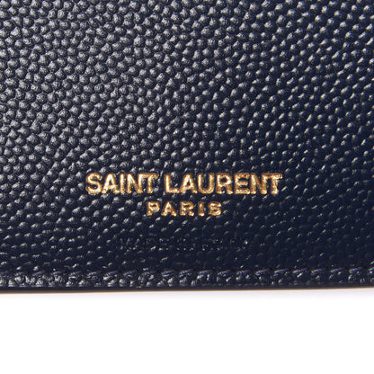 Saint Laurent Grain De Poudre Matelasse Chevron Monogram Compact Tri Fold Wallet Blue Sapphire 7 of 8