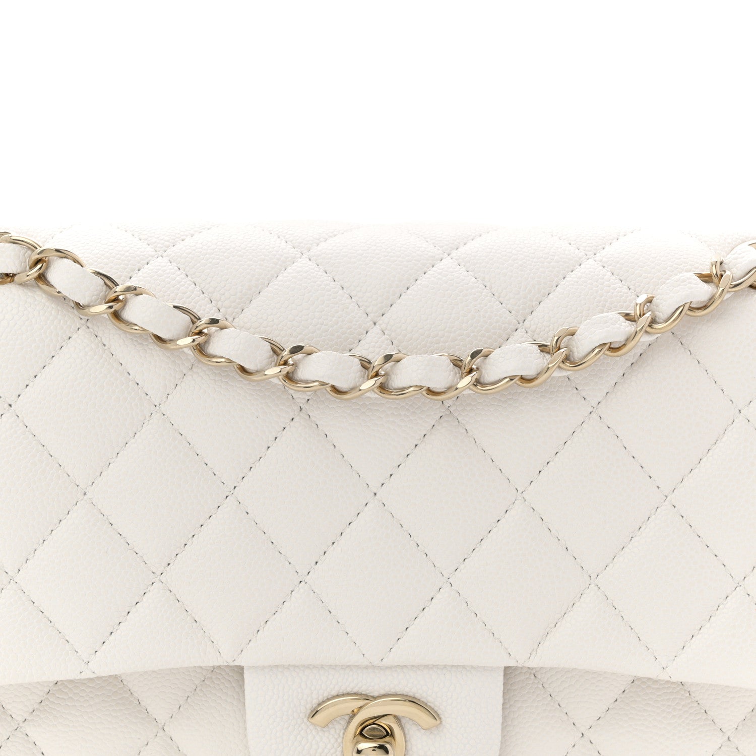 Chanel Caviar Quilted Medium Double Flap White 8 of 10