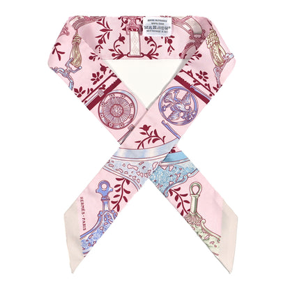 Hermes Silk Etriers Remix Twilly Rose Pale Bordeaux 1 of 4