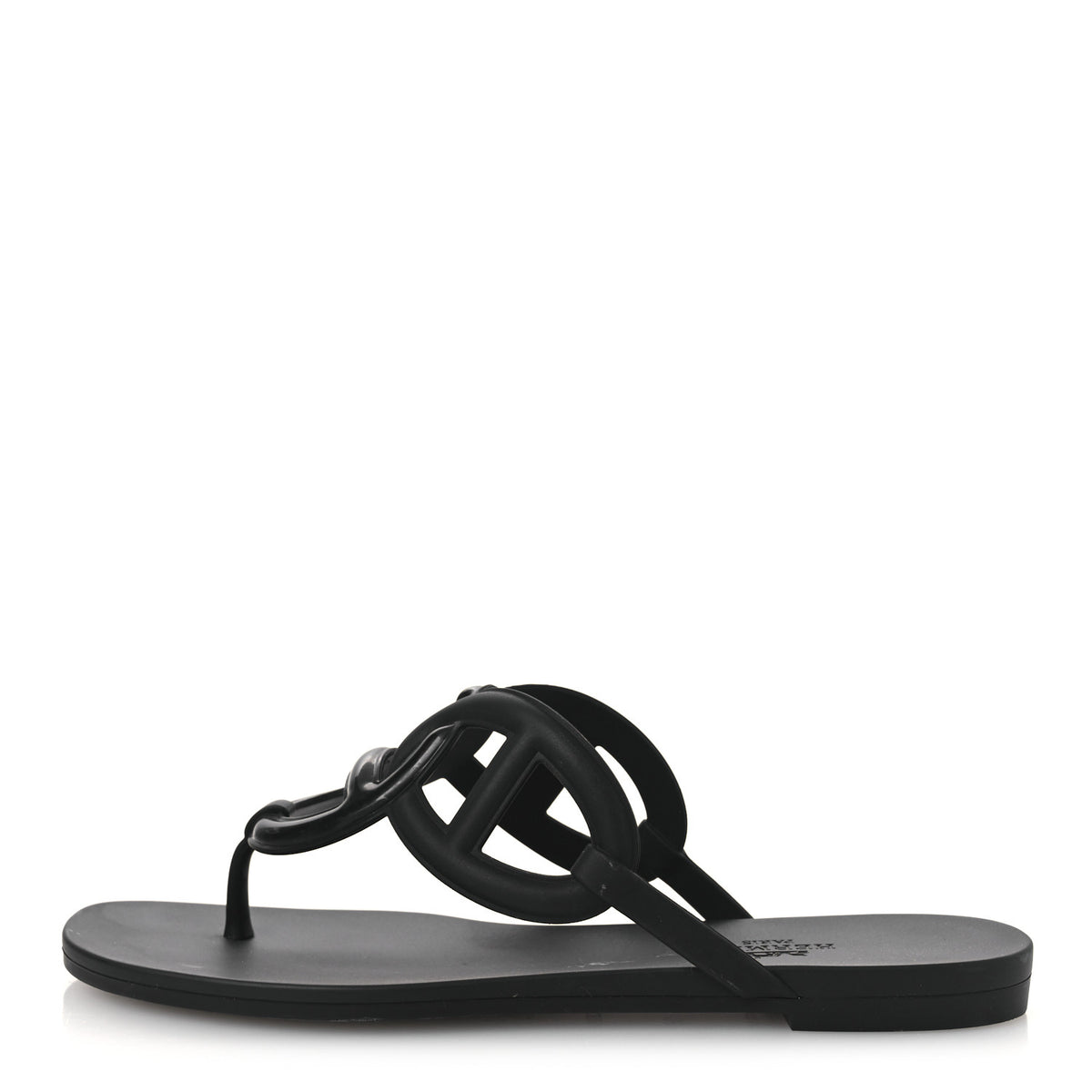 Hermes Rubber Womens Egerie Sandals 36 Black 1 of 12