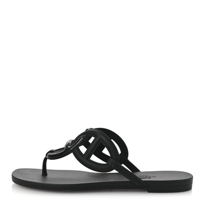 Hermes Rubber Womens Egerie Sandals 36 Black 1 of 12