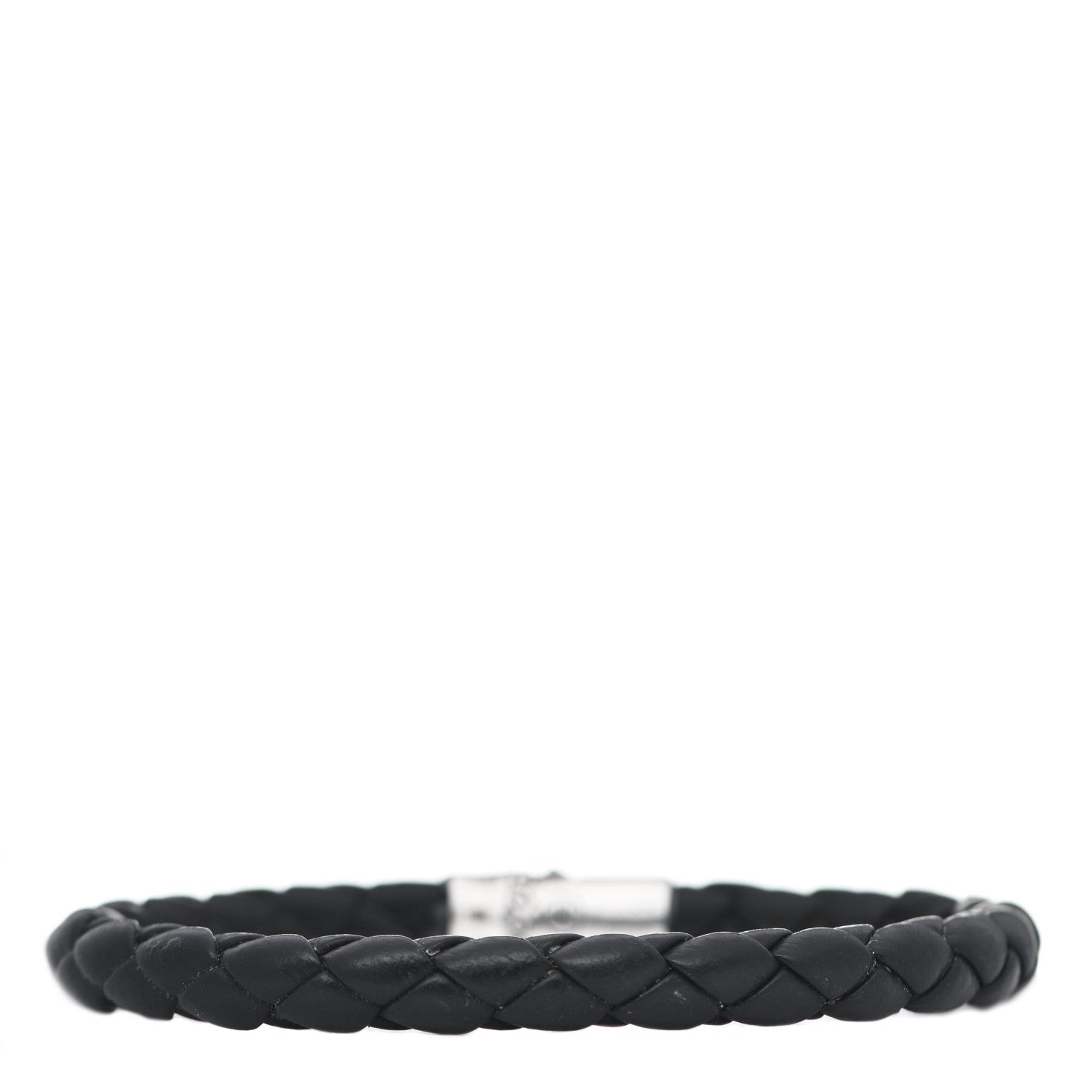 John Hardy Sterling Silver Leather 8mm Braided Bamboo Station Bracelet Black 2 of 4