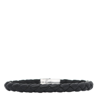 John Hardy Sterling Silver Leather 8mm Braided Bamboo Station Bracelet Black 2 of 4